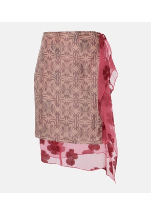 Dries Van Noten Printed silk-blend muslin wrap skirt