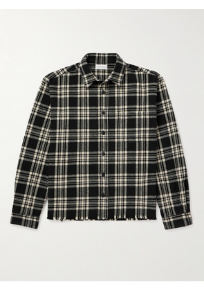 John Elliott - Hemi Frayed Checked Cotton-Flannel Shirt - Men - Black - S