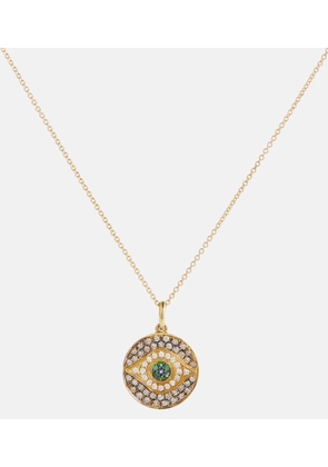 Ileana Makri Little Dawn 18kt yellow gold necklace with diamonds, tsavorites, and sapphires