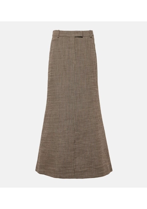 Acne Studios Checked linen-blend maxi skirt