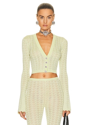 Alessandra Rich Lace Knit Cardigan in Green - Green. Size 38 (also in ).