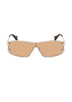 Emilio Pucci Shield Sunglasses in Shiny Pale Gold - Metallic Gold. Size all.