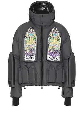 Who Decides War by Ev Bravado Down Bomber With Detachable Hood in Grey - Grey. Size L (also in M, S).