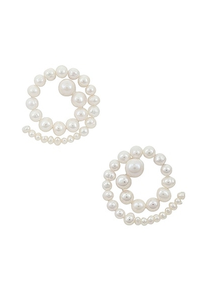 Eliou Spiral Earrings in Freshwater Pearl - Ivory. Size all.