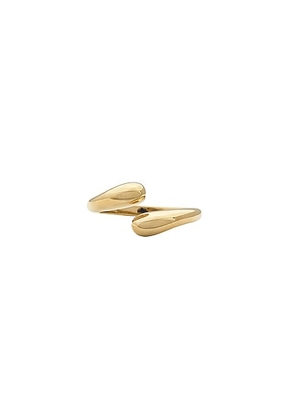 STONE AND STRAND Golden Droplet Hug Ring in 10k Yellow Gold - Metallic Gold. Size 7 (also in 8).