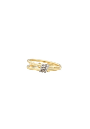 STONE AND STRAND Twinkling Twine Pave Duo Ring in 10k Yellow Gold - Metallic Gold. Size 5 (also in 7, 8).