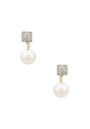 Valentino Garavani Perla Earrings in Oro  Cream  & Crystal Silver Shade - Ivory. Size all.