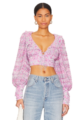 For Love & Lemons Saylor Blouse in Pink. Size M, XS.