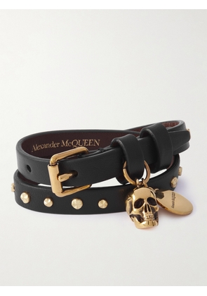 Alexander McQueen - Leather And Gold-tone Bracelet - Black - One size