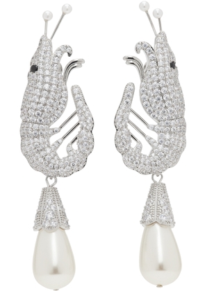 Shrimps Silver Graphic Earrings