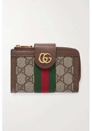 Gucci - Ophidia Webbing-trimmed Printed Coated-canvas And Leather Wallet - Brown - One size
