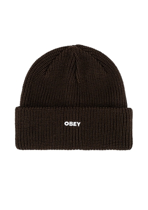 Obey Future Beanie in Brown.