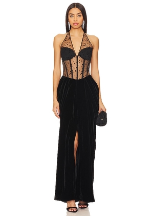 RASARIO Bustier Gown in Black. Size 40/8.