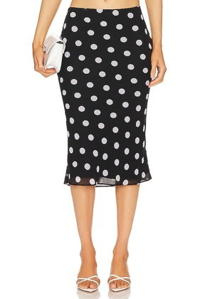 MAJORELLE Brandi Midi Skirt in Black. Size M, S, XL.