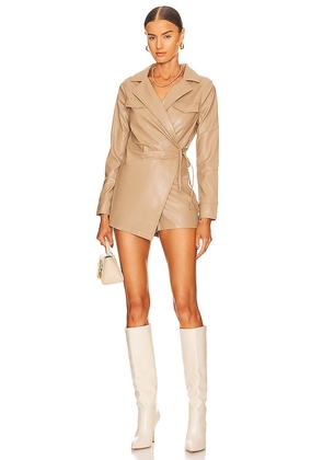 superdown Chantel Leather Romper in Nude. Size XL.