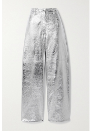 Interior - The Sterling Metallic Coated-cotton Straight-leg Pants - Silver - US2,US4,US8,US10