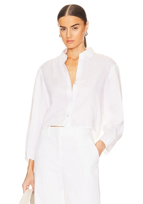 Theory Pleat Sleeve Shirt in White. Size M.