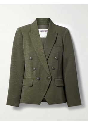 L'AGENCE - Kenzie Double-breasted Faille Blazer - Green - US0,US2,US4,US6,US8,US10,US12