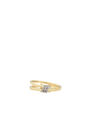 STONE AND STRAND Twinkling Twine Pave Duo Ring in Metallic Gold. Size 7, 8.