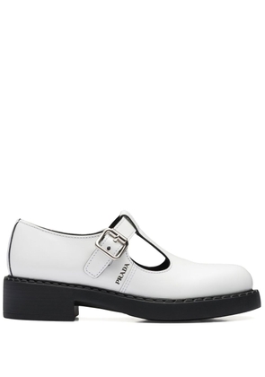 Prada Brushed-Effect Mary Jane 50mm T-strap shoes - White