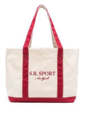Sporty & Rich logo-embroidered canvas tote bag - Neutrals