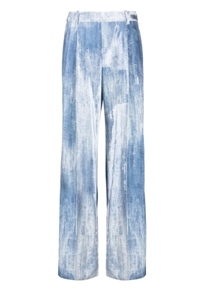 Ermanno Scervino pleat-detail velvet trousers - Blue