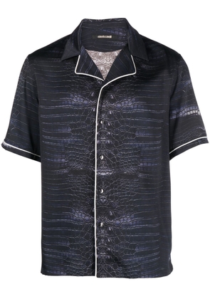 Roberto Cavalli snakeskin-print short-sleeve shirt - Blue