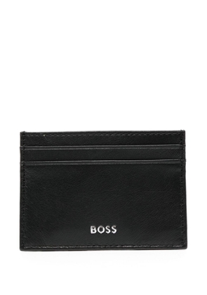 BOSS logo-stamp leather cardholder - Black