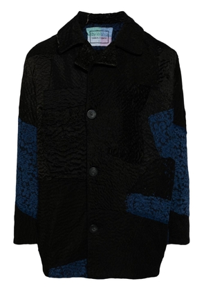By Walid patchwork single-breasted coat - Black