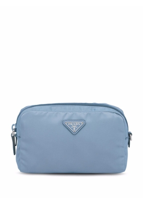 Prada triangle-logo makeup bag - Blue