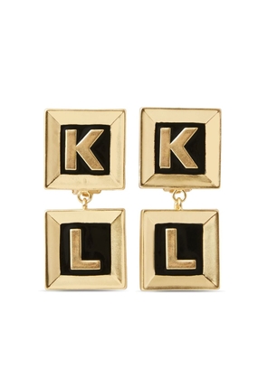 Karl Lagerfeld Kube logo drop earrings - Gold