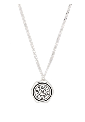 Karl Lagerfeld logo-pendant polished necklace - Silver