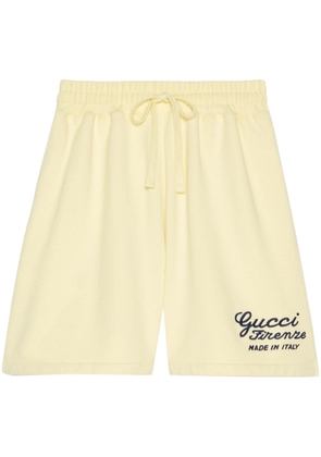 Gucci logo-embroidered jersey shorts - Yellow
