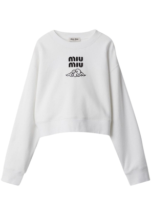 Miu Miu logo-embroidered cotton sweatshirt - White
