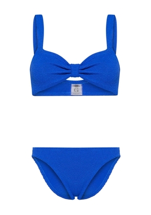 Hunza G Bonnie bow-effect shirred bikini - Blue