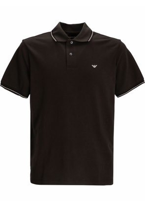 Emporio Armani embroidered-logo short-sleeved polo shirt - Brown