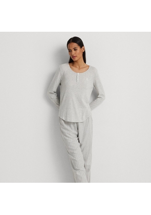 Striped Cotton-Blend Henley Pyjama Set