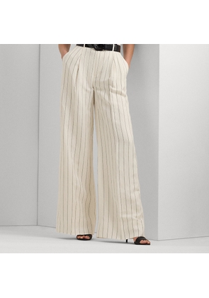 Striped Linen-Blend Wide-Leg Trouser