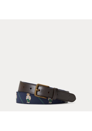 Polo Bear Leather-Trim Belt