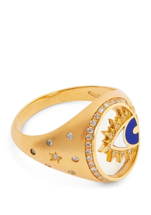 L'Atelier Nawbar Yellow Gold, Diamond And Mother-Of-Pearl Eye On Biladi Ring