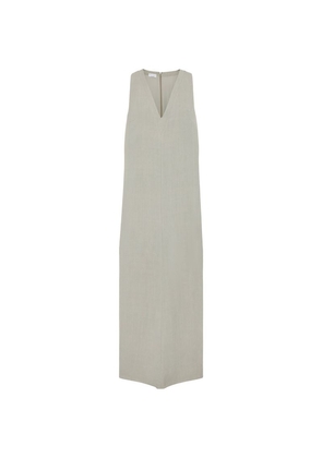 Brunello Cucinelli Linen-Blend Sleeveless Maxi Dress
