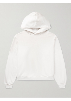 Acne Studios - Franziska Garment-Dyed Distressed Logo-Print Cotton-Blend Jersey Hoodie - Men - White - XS