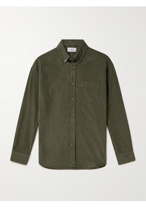 Mr P. - Button-Down Collar Garment-Dyed Organic Cotton-Needlecord Shirt - Men - Green - XS