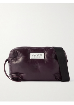 Maison Margiela - Logo-Appliquéd Quilted Leather Messenger Bag - Men - Burgundy