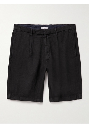 Boglioli - Straight-Leg Pleated Linen Shorts - Men - Black - IT 46