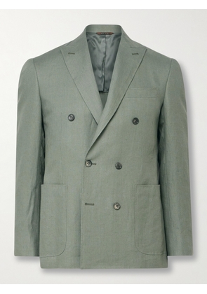 Canali - Kei Slim-Fit Double-Breasted Linen Suit Jacket - Men - Green - IT 46