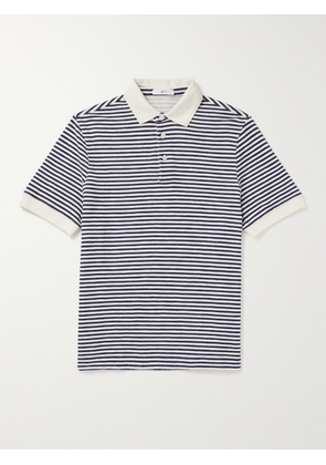 Mr P. - Striped Organic Cotton Polo Shirt - Men - Blue - XS