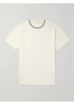 Mr P. - Striped Pointelle-Trimmed Organic Cotton-Jersey T-Shirt - Men - Neutrals - XS