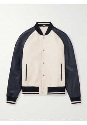 Mr P. - Full-Grain Leather Varsity Jacket - Men - Neutrals - XS