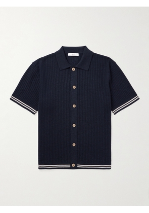 Mr P. - Striped Knitted Merino Wool Shirt - Men - Blue - XS